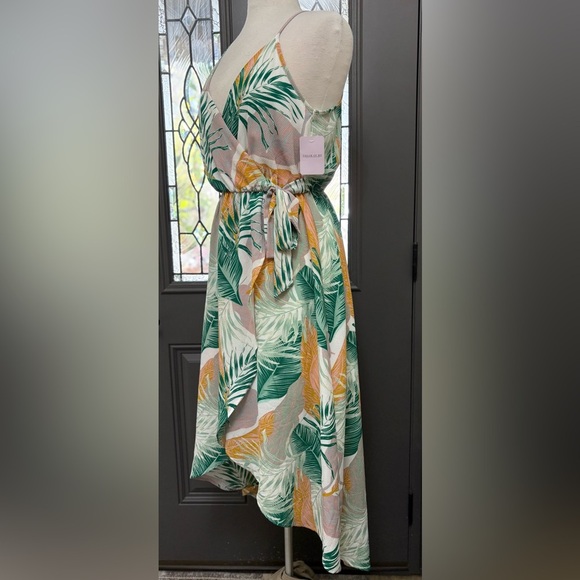 Dream of Me Tropical Leaf Print High Low Midi Wrap Dress - Picture 6 of 10